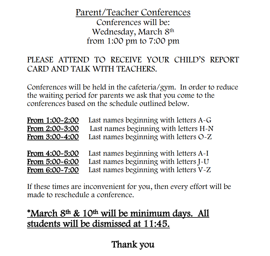 Parent Conferences